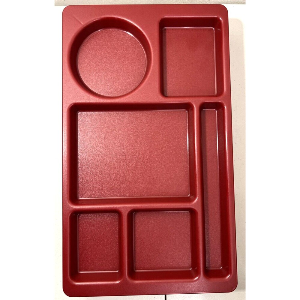 Lot of 5 Textured 6 Compartment Cambro 915CW Red School Lunch Cafeteria Trays